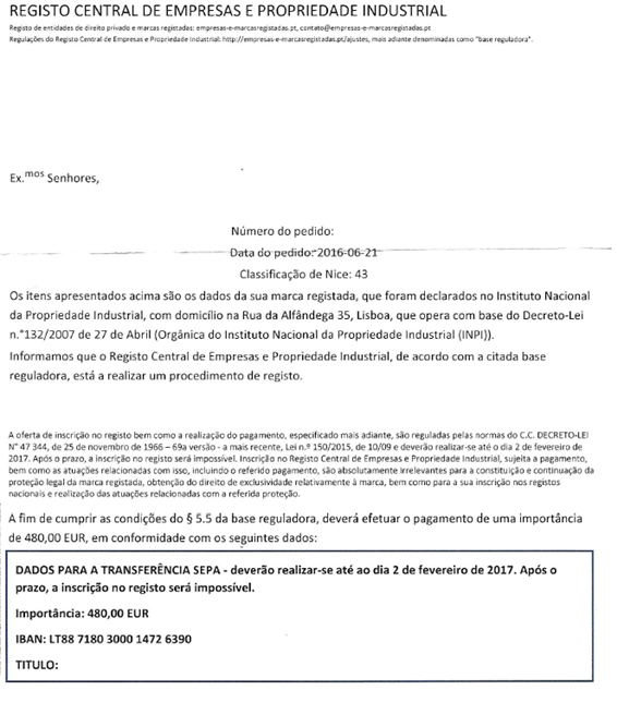 Combate aos pedidos ilegais de pagamento  INPI.Justiça.gov.pt